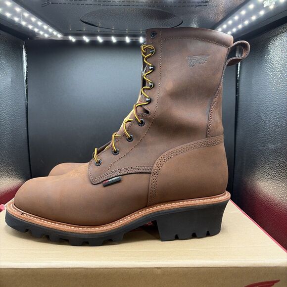 Red Wing 620 9” Mens Size 11.5 Logger Boots Waterproof Brown Soft Toe Work